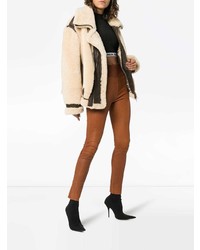 Табачные кожаные леггинсы от Sprwmn