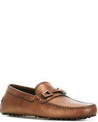 Мужские табачные кожаные лоферы от Tod's