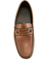 Мужские табачные кожаные лоферы от Tod's