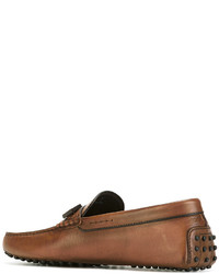 Мужские табачные кожаные лоферы от Tod's