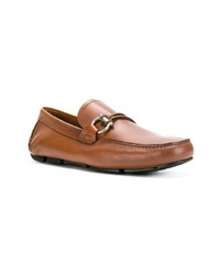 Мужские табачные кожаные мокасины от Salvatore Ferragamo