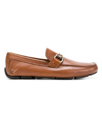 Мужские табачные кожаные мокасины от Salvatore Ferragamo