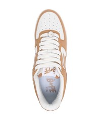 Мужские табачные кожаные низкие кеды от A Bathing Ape