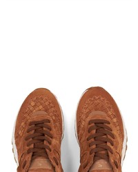 Мужские табачные кожаные низкие кеды от Etro