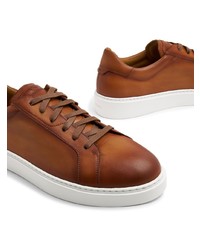 Мужские табачные кожаные низкие кеды от Magnanni