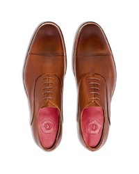 Табачные кожаные оксфорды от Grenson