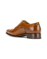 Табачные кожаные оксфорды от Santoni