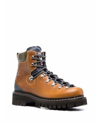 Мужские табачные кожаные рабочие ботинки от DSQUARED2