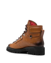 Мужские табачные кожаные рабочие ботинки от DSQUARED2