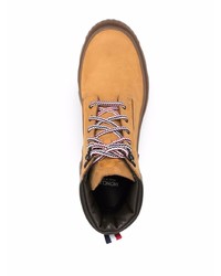 Мужские табачные кожаные рабочие ботинки от Moncler