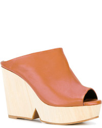 Табачные кожаные сабо от Robert Clergerie