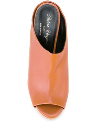 Табачные кожаные сабо от Robert Clergerie