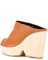 Табачные кожаные сабо от Robert Clergerie