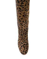 Табачные кожаные сапоги с леопардовым принтом от Dvf Diane Von Furstenberg