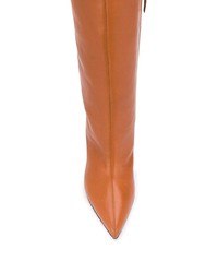 Табачные кожаные сапоги от Alexandre Vauthier