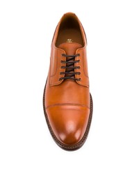 Табачные кожаные туфли дерби от Brunello Cucinelli