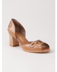 Табачные кожаные туфли от Sarah Chofakian