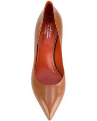 Табачные кожаные туфли от Santoni