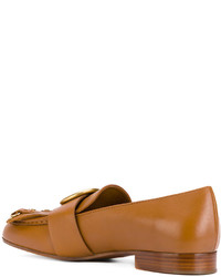 Женские табачные лоферы c бахромой от Chloé