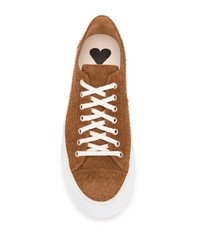 Мужские табачные низкие кеды из плотной ткани от Ami Paris