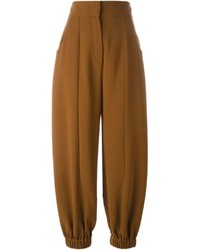Женские табачные шерстяные брюки от Fendi