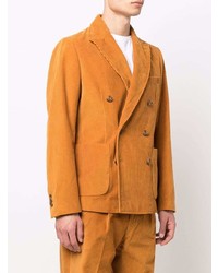 Мужской табачный вельветовый двубортный пиджак от Baracuta