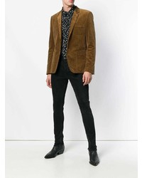 Мужской табачный вельветовый пиджак от Saint Laurent
