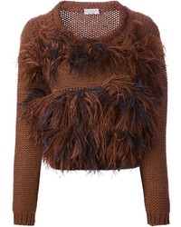 Женский табачный вязаный свитер от Brunello Cucinelli