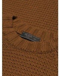 Мужской табачный вязаный свитер от Prada
