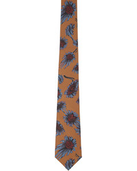 Табачный галстук с цветочным принтом
