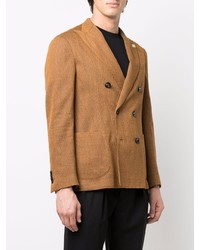 Мужской табачный двубортный пиджак от Lardini