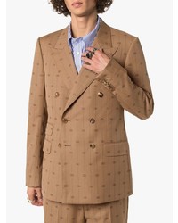 Мужской табачный двубортный пиджак от Gucci
