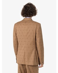 Мужской табачный двубортный пиджак от Gucci