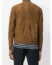 Мужской табачный замшевый бомбер от Salvatore Santoro