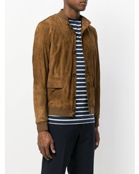 Мужской табачный замшевый бомбер от Salvatore Santoro