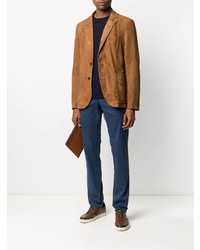 Мужской табачный замшевый пиджак от Tagliatore