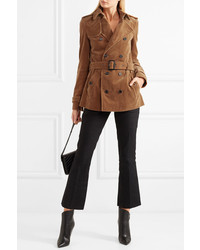 Женский табачный замшевый плащ от Saint Laurent