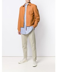 Мужской табачный кожаный бомбер от Loewe