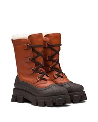 Мужской табачный кожаный зимние ботинки от Prada