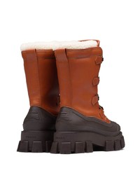 Мужской табачный кожаный зимние ботинки от Prada