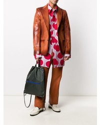 Мужской табачный кожаный пиджак от Marni