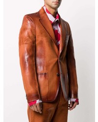 Мужской табачный кожаный пиджак от Marni