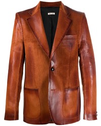 Мужской табачный кожаный пиджак от Marni