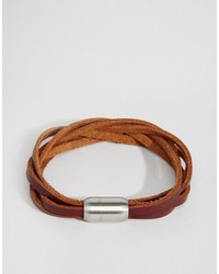 Мужской табачный кожаный плетеный браслет от Reclaimed Vintage