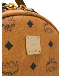 Мужской табачный кожаный рюкзак с принтом от MCM