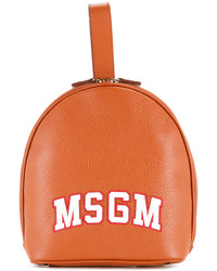 Женский табачный кожаный рюкзак с принтом от MSGM