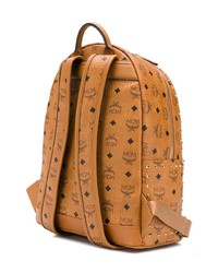 Женский табачный кожаный рюкзак с принтом от MCM