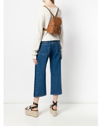 Женский табачный кожаный рюкзак с украшением от See by Chloe