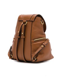 Женский табачный кожаный рюкзак с украшением от See by Chloe