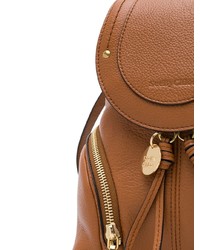 Женский табачный кожаный рюкзак с украшением от See by Chloe